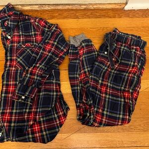 Aerie Red and Blue Plaid Pajama Set